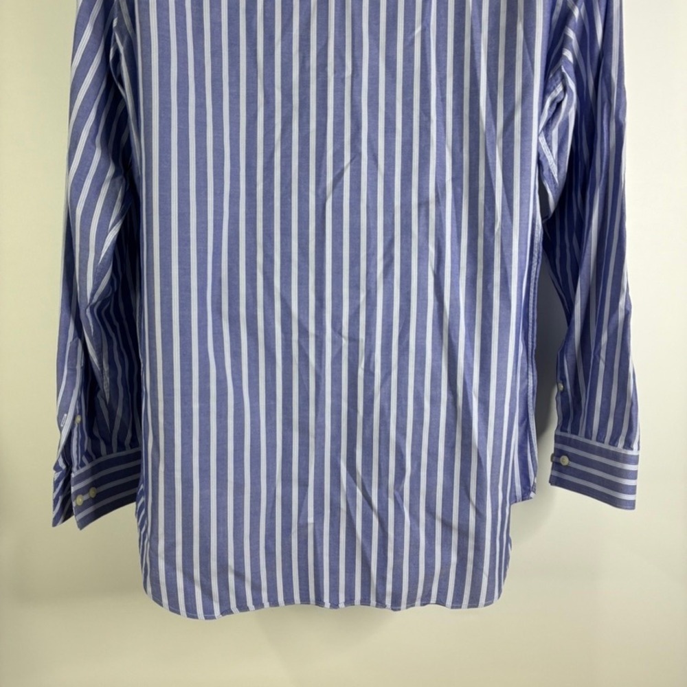 Banana Republic Fitted Blue White Stripe Dress‎ Shirt XL 17-17 1/2 Cotton - Picture 11 of 14